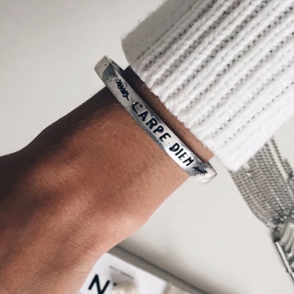 “ Carpe Diem “ Open Cuff Bangle Bracelet